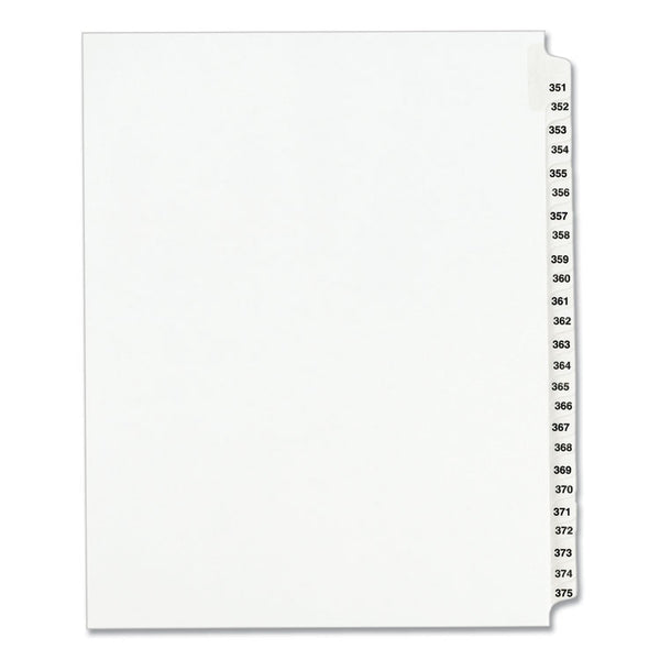 Avery® Preprinted Legal Exhibit Side Tab Index Dividers, Avery Style, 25-Tab, 351 to 375, 11 x 8.5, White, 1 Set, (1344) (AVE01344)