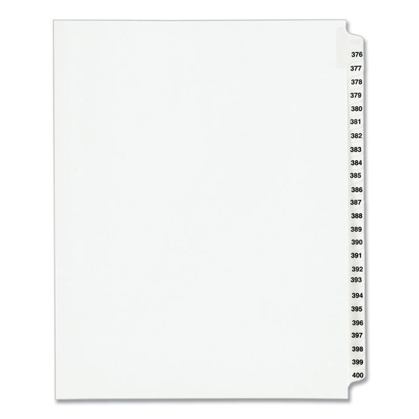 Avery® Preprinted Legal Exhibit Side Tab Index Dividers, Avery Style, 25-Tab, 376 to 400, 11 x 8.5, White, 1 Set, (1345) (AVE01345)