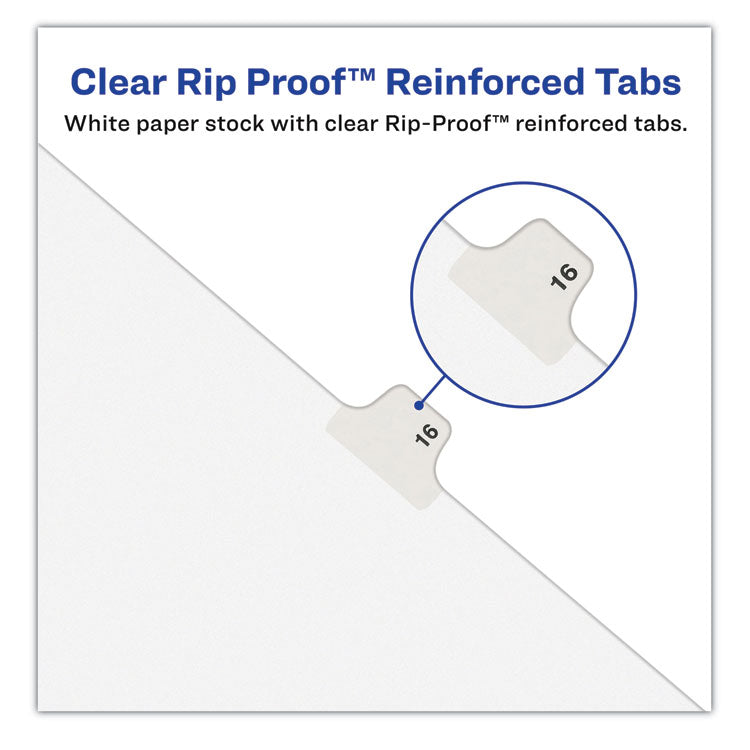 Avery® Preprinted Legal Exhibit Side Tab Index Dividers, Avery Style, 10-Tab, 29, 11 x 8.5, White, 25/Pack (AVE01029)