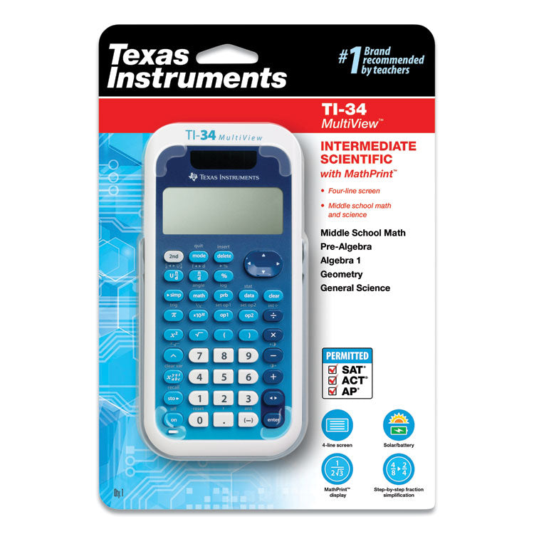 Texas Instruments TI-34 MultiView Scientific Calculator, 16-Digit LCD (TEXTI34MULTIV) Each