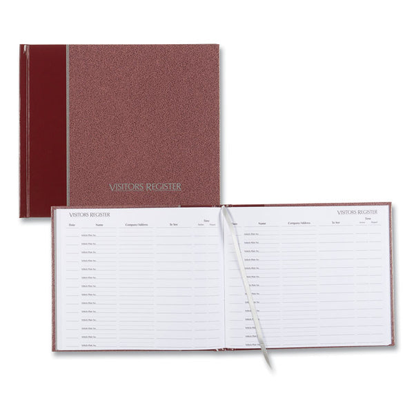 National® Hardcover Visitor Register Book, Burgundy Cover, 9.78 x 8.5 Sheets, 128 Sheets/Book (RED57803)