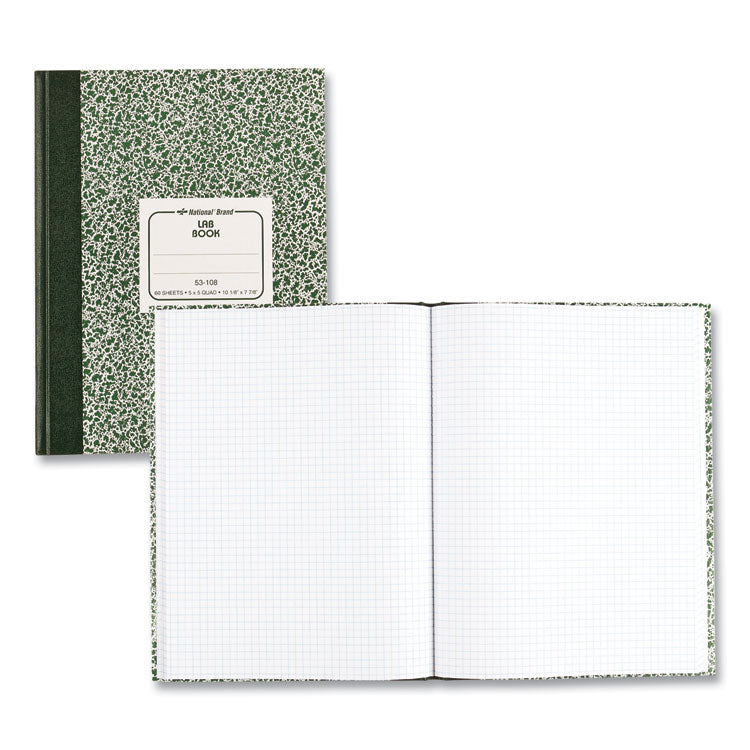 National® Composition Lab Notebook, Quadrille Rule, Green Cover, (60) 10.13 x 7.88 Sheets (RED53108) Each