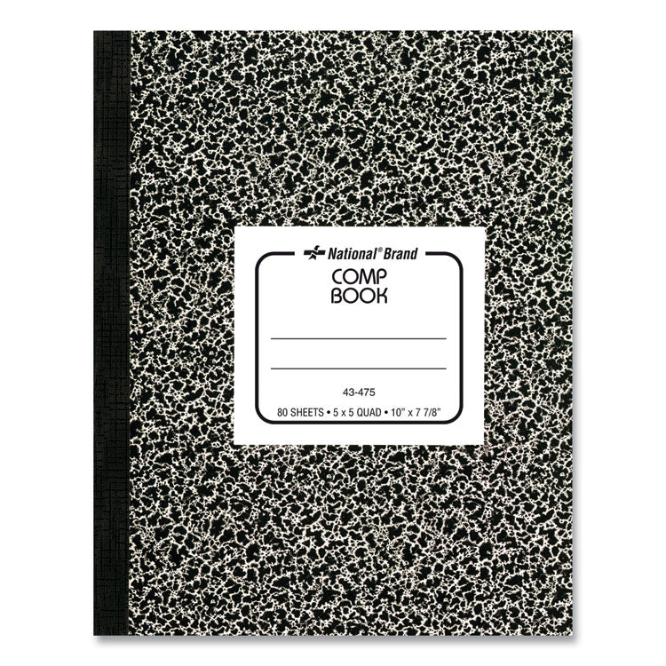 National® Composition Book, Quadrille Rule (5 sq/in), Black Marble Cover, (80) 10 x 7.88 Sheets (RED43475) Each