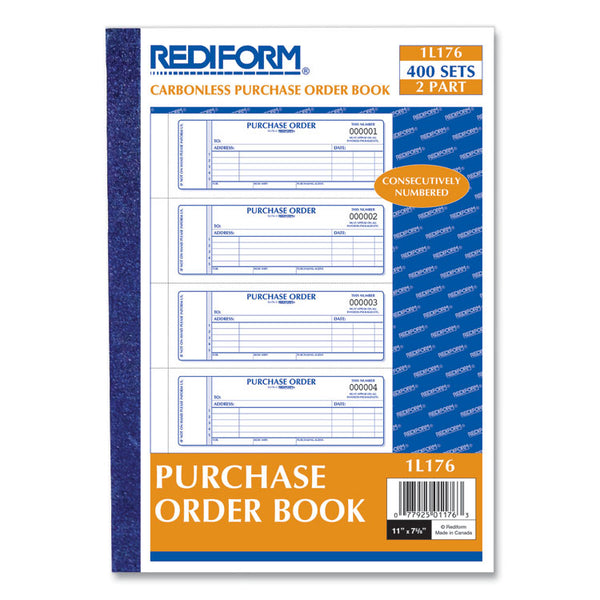 Rediform® Purchase Order Book, 5 Lines, Two-Part Carbonless, 7 x 2.75, 4 Forms/Sheet, 400 Forms Total (RED1L176) Each