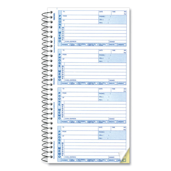 Rediform® Telephone Message Book, Two-Part Carbonless, 5 x 2.75, 4 Forms/Sheet, 400 Forms Total (RED50076) Each