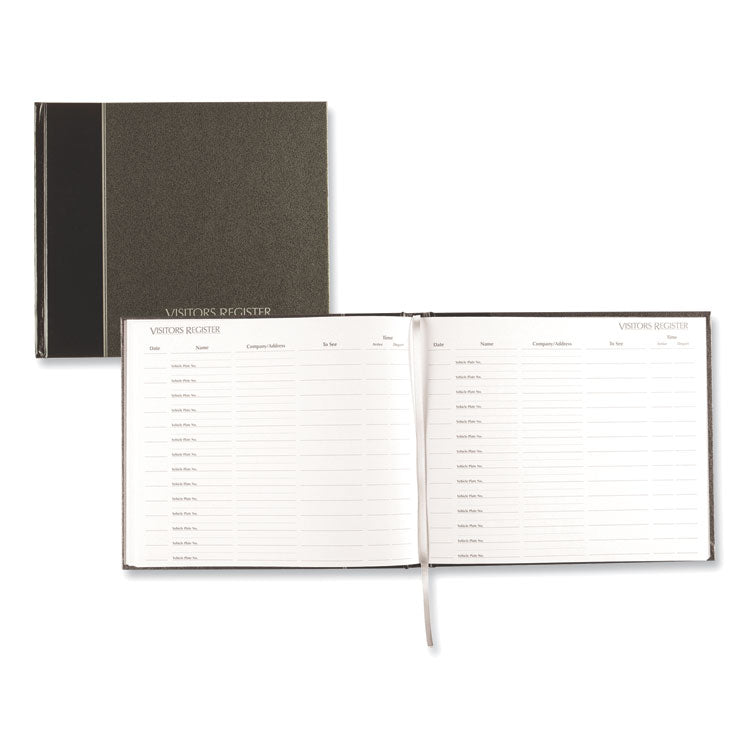 National® Hardcover Visitor Register Book, Black Cover, 9.78 x 8.5 Sheets, 128 Sheets/Book (RED57802) Each