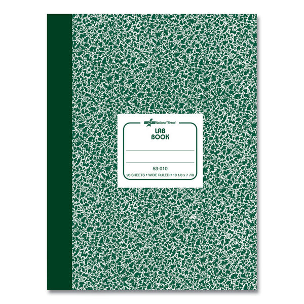 National® Lab Notebook, Wide/Legal Rule, Green Marble Cover, (96) 10.13 x 7.88 Sheets (RED53010) Each