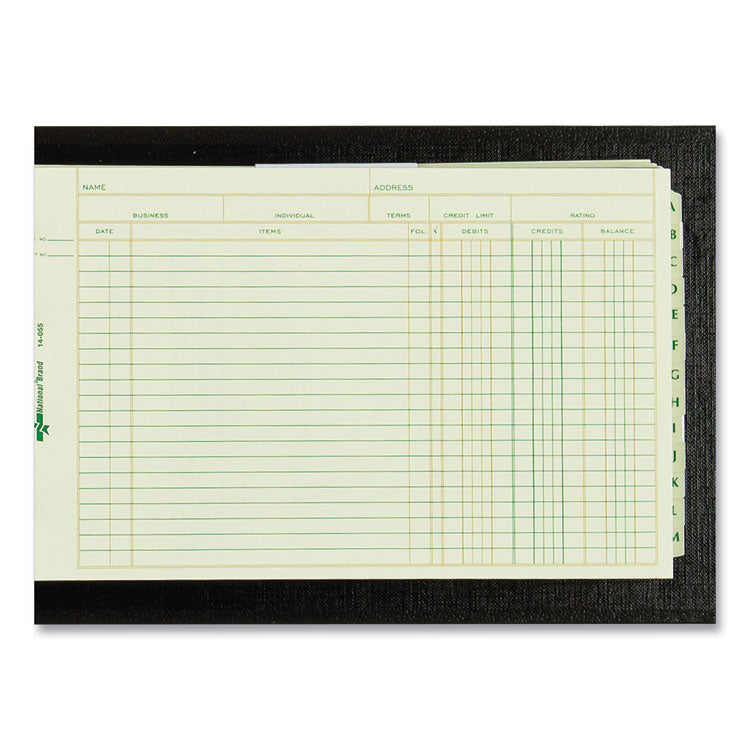 National® Four-Ring Ledger Binder Kit with A-Z Index, Black Cover, 8.5 x 5 Debit-Credit-Balance Sheets, 100 Sheets/Book (RED63453) Each