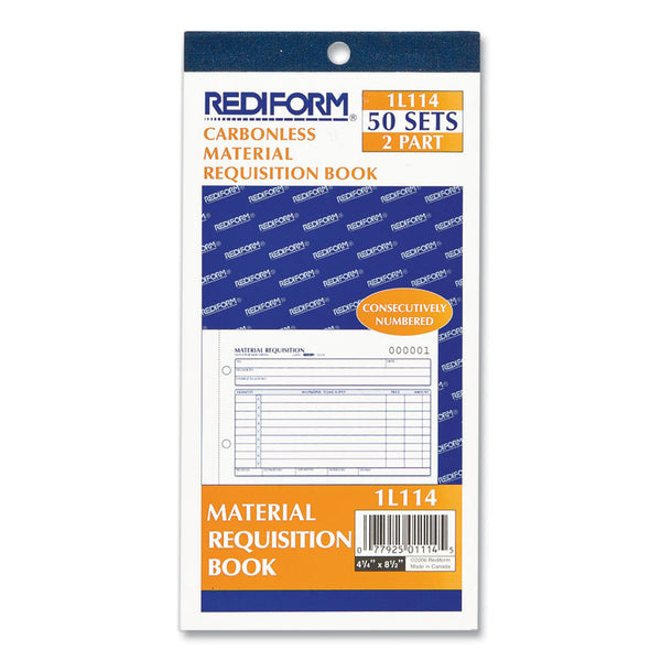 Rediform® Material Requisition Book, Two-Part Carbonless, 7.88 x 4.25, 50 Forms Total (RED1L114) Each