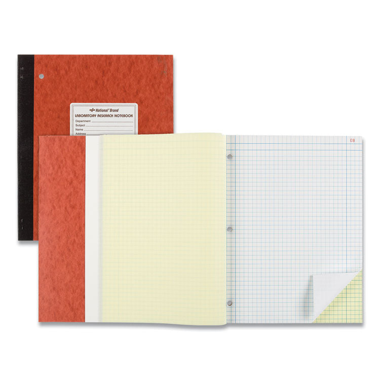 National® Duplicate Laboratory Notebooks, Stitched Binding, Quadrille Rule (4 sq/in), Brown Cover, (200) 11 x 9.25 Sheets (RED43649) Each