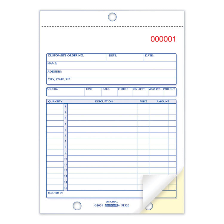 Rediform® Sales Book, 15 Lines, Two-Part Carbonless, 5.5 x 7.88, 50 Forms Total (RED5L320) Each