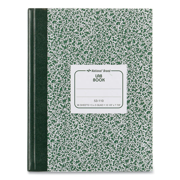 National® Lab Notebook, Quadrille Rule (5 sq/in), Green Marble Cover, (96) 10.13 x 7.88 Sheets (RED53110)