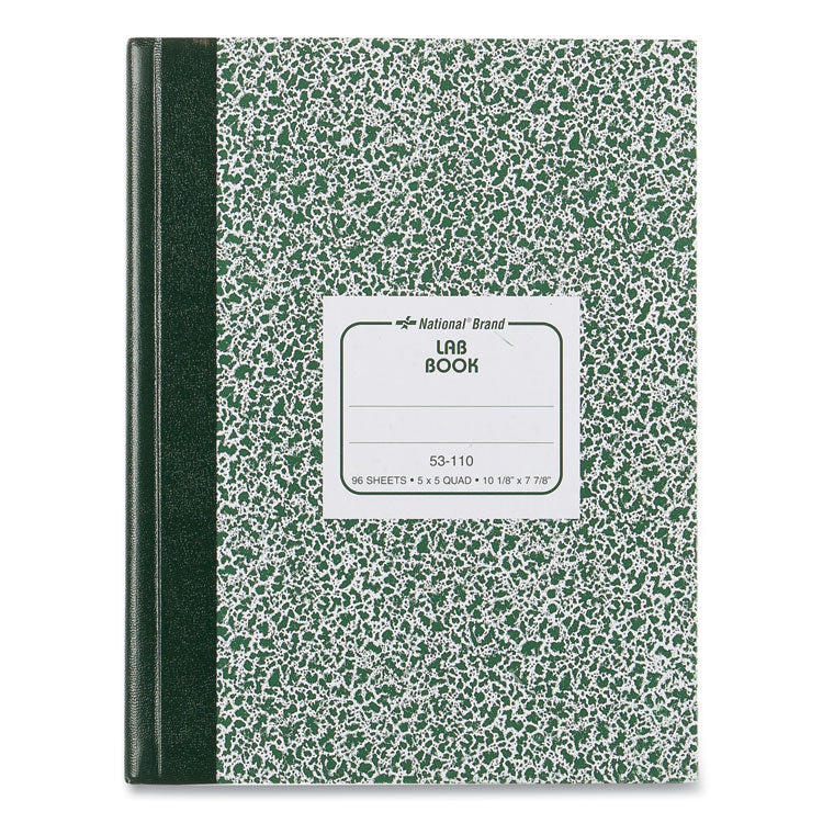 National® Lab Notebook, Quadrille Rule (5 sq/in), Green Marble Cover, (96) 10.13 x 7.88 Sheets (RED53110) Each