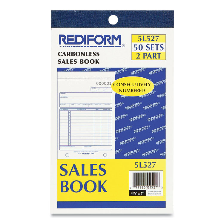 Rediform® Sales Book, 12 Lines, Two-Part Carbonless, 4.25 x 6.38, 50 Forms Total (RED5L527) Each
