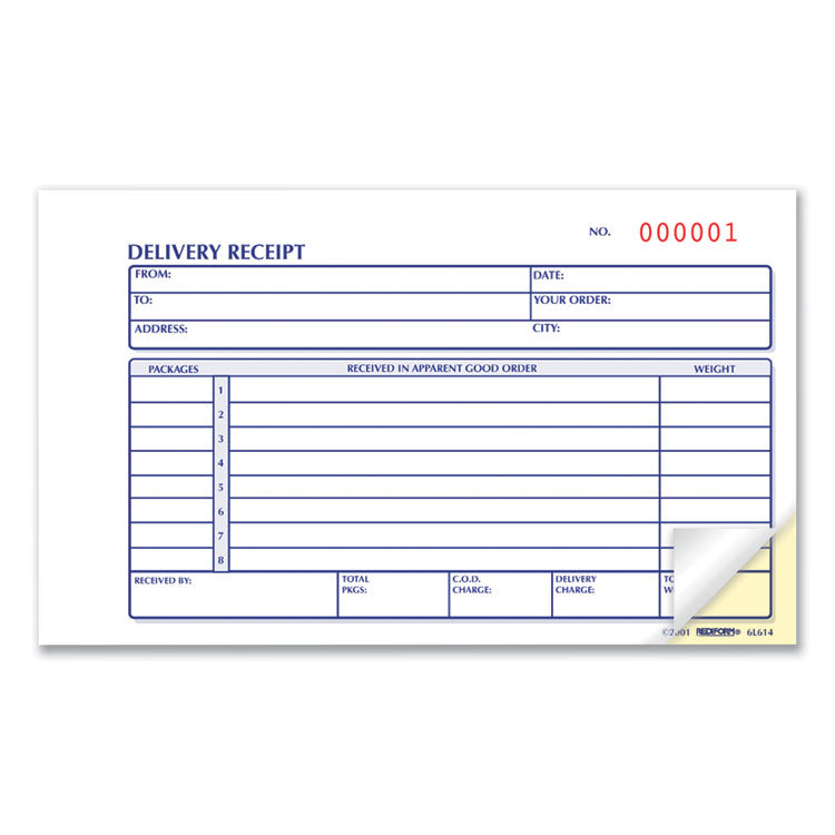 Rediform® Delivery Receipt Book, Three-Part Carbonless, 6.38 x 4.25, 50 Forms Total (RED6L614) Each