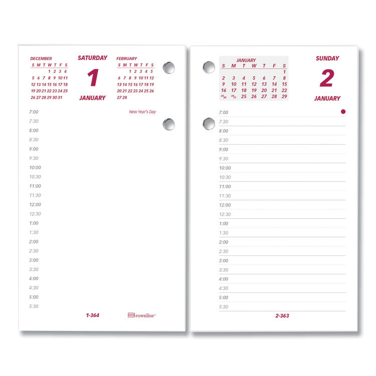 Brownline® Daily Calendar Pad Refill, 6 x 3.5, White/Burgundy/Gray Sheets, 12-Month (Jan to Dec): 2024 (REDC2R)