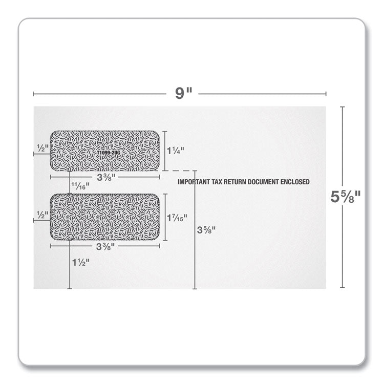 TOPS™ 1099 Double Window Envelope, Commercial Flap, Gummed Closure, 5.63 x 9, White, 24/Pack (TOP22222) Pack of 24