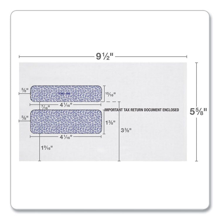 TOPS™ W-2 Laser Double Window Envelope, Commercial Flap, Gummed Closure, 5.63 x 9, White, 24/Pack (TOP2219C) Pack of 24