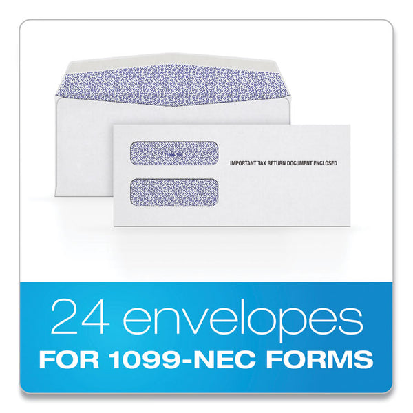 TOPS™ 1099 Double Window Envelope, Commercial Flap, Gummed Closure, 3.75 x 8.75, White, 24/Pack (TOP22223) Pack of 24