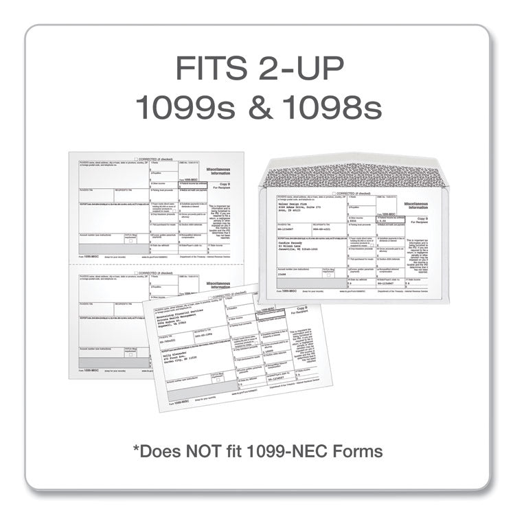 TOPS™ 1099 Double Window Envelope, Commercial Flap, Gummed Closure, 5.63 x 9, White, 24/Pack (TOP22222) Pack of 24