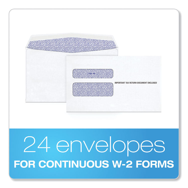 TOPS™ W-2 Laser Double Window Envelope, Commercial Flap, Gummed Closure, 5.63 x 9, White, 24/Pack (TOP2219C) Pack of 24