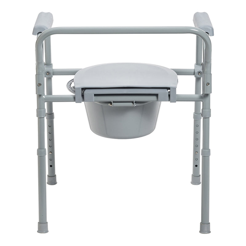 McKesson 3-in-1 Commode Chair Fixed Arms Steel Frame Back Bar 13-1/2 Inch Seat Width 350 lbs. Weight Capacity (1065228_EA) 1/EA