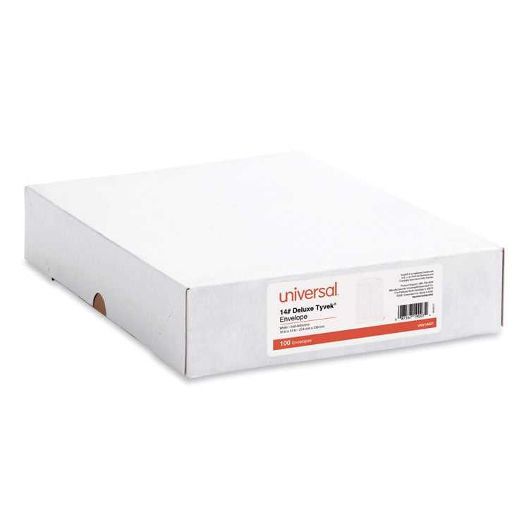 Universal® Deluxe Tyvek Envelopes, #13 1/2, Square Flap, Self-Adhesive Closure, 10 x 13, White, 100/Box (UNV19007) Box of 100