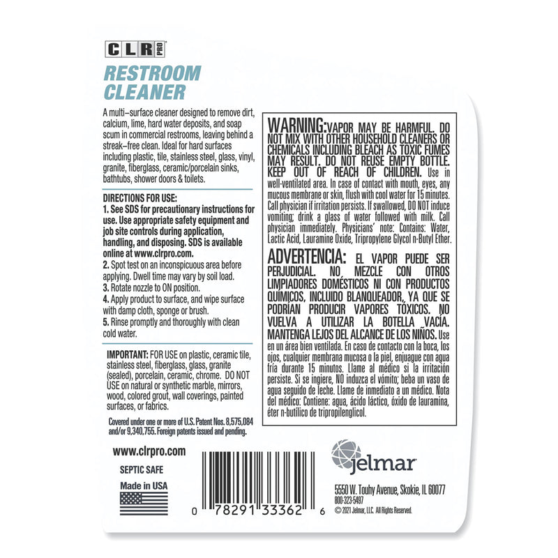 CLR PRO® Restroom Cleaner, 32 oz Pump Spray (JELFMRC326PROEA) Each