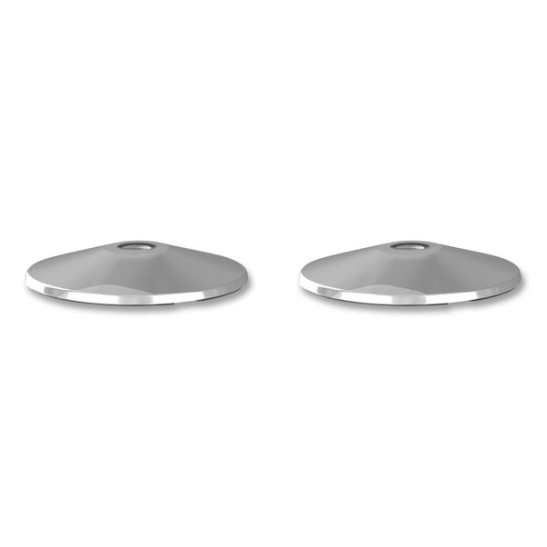 Tatco Adjusta-Tape Crowd Control Stanchion Base Only, Polished Aluminum, 14" Diameter, Silver, 2/Box (TCO11501) Case of 2