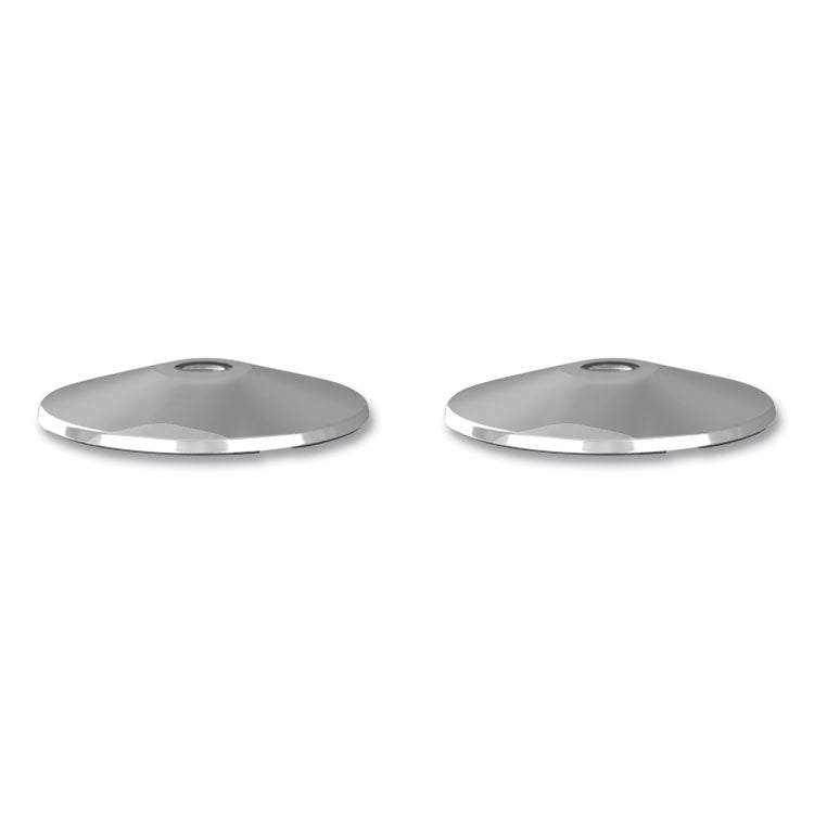 Tatco Adjusta-Tape Crowd Control Stanchion Base Only, Polished Aluminum, 14" Diameter, Silver, 2/Box (TCO11501) Case of 2