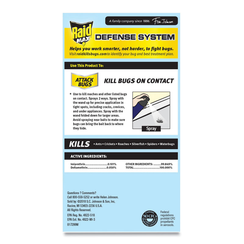 Raid Ant/Roach Killer, 14.5 oz Aerosol Spray, Unscented (SJN345742EA) Each