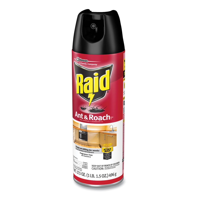 Raid Fragrance Free Ant and Roach Killer, 17.5 oz Aerosol Spray, 12/Carton (SJN369857) Case of 12