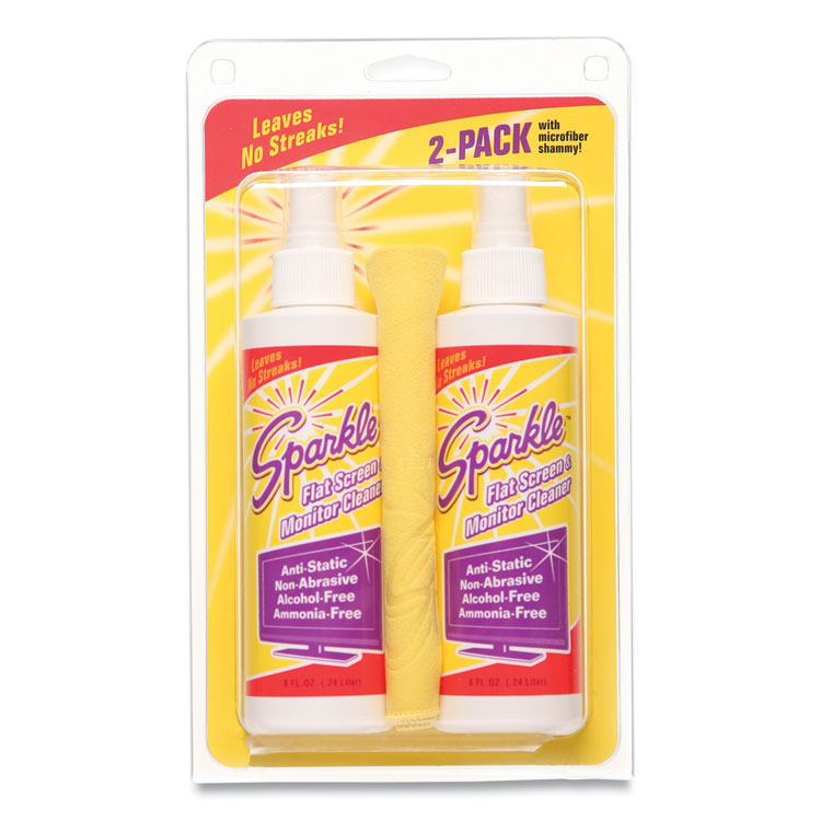 Sparkle Flat Screen and Monitor Cleaner, Pleasant Scent, 8 oz Bottle, 2/Pack (FUN50128) Pack of 2