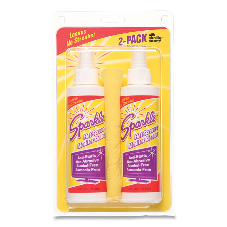 Sparkle Flat Screen and Monitor Cleaner, Pleasant Scent, 8 oz Bottle, 2/Pack (FUN50128) Pack of 2