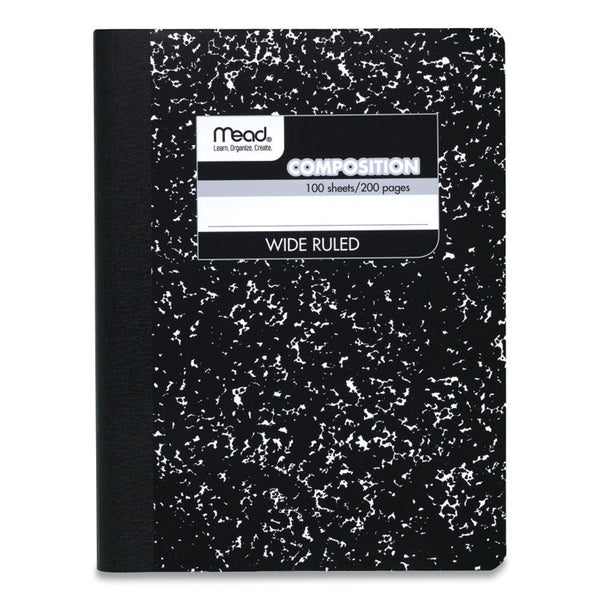 Mead® Square Deal Composition Book, 3-Subject, Wide/Legal Rule, Black Cover, (100) 9.75 x 7.5 Sheets, 12/Pack (MEA72936)