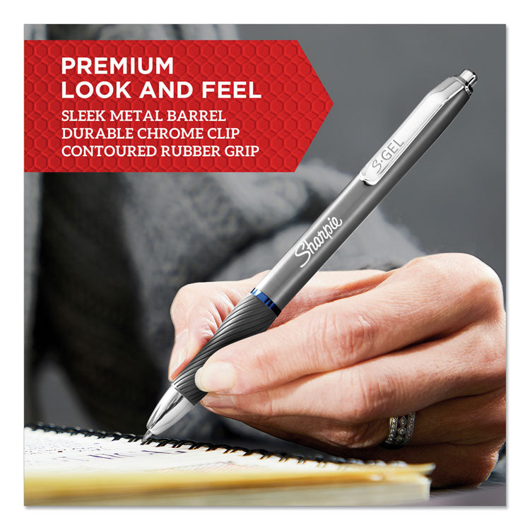 Sharpie® S-Gel™ S-Gel Premium Metal Barrel Gel Pen, Retractable, Medium 0.7 mm, Blue Ink, Gun Metal Gray Barrel, Dozen (SAN2147525) 1 Dozen