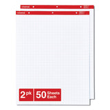 Universal™ Easel Pads/Flip Charts, Quadrille Rule (1 sq/in), 27 x 34, White, 50 Sheets, 2/Carton (UNV35602)