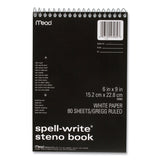 Mead® Spell-Write Wirebound Steno Pad, Gregg Rule, Randomly Assorted Cover Colors, 80 White 6 x 9 Sheets (MEA43082) Each