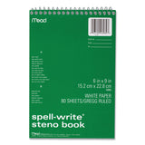 Mead® Spell-Write Wirebound Steno Pad, Gregg Rule, Randomly Assorted Cover Colors, 80 White 6 x 9 Sheets (MEA43082) Each