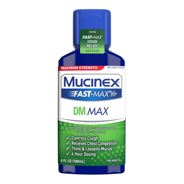 Mucinex® Fast-Max™ DM Max Cold and Cough Relief 400 mg - 20 mg / 20 mL Strength Liquid 6 oz. (830949_EA) 1/EA