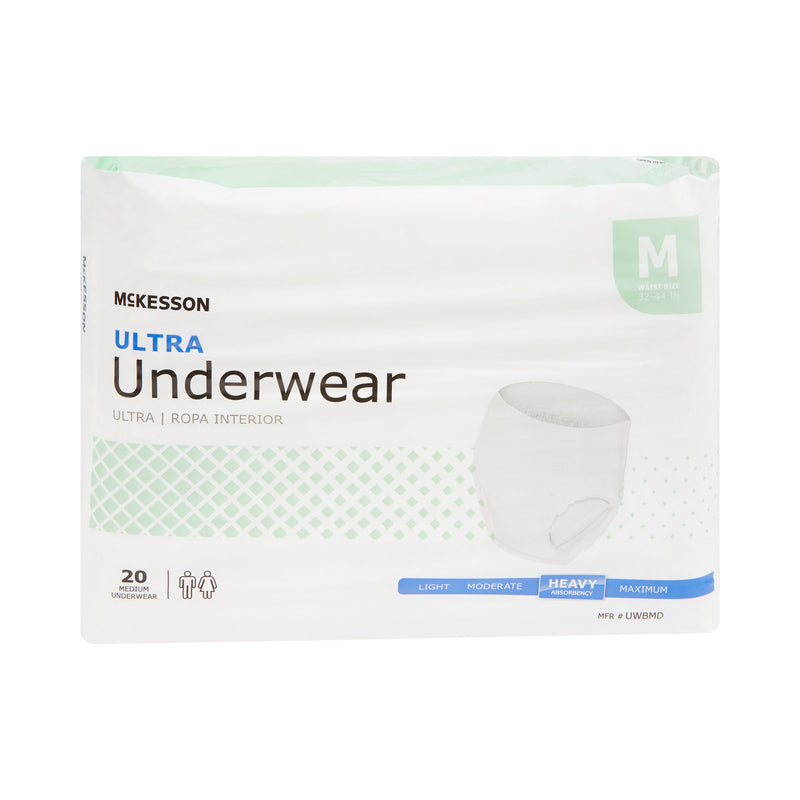 McKesson Ultra Unisex Adult Absorbent Underwear Pull On with Tear Away Seams Medium Disposable Heavy Absorbency (724916_BG) 1/BG