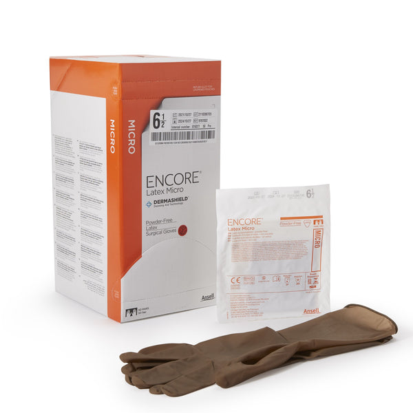 ENCORE® Latex Micro Surgical Glove Size 6.5 Sterile Latex Standard Cuff Length Micro-Textured Brown Chemo Tested (362176_PR) 1/PR