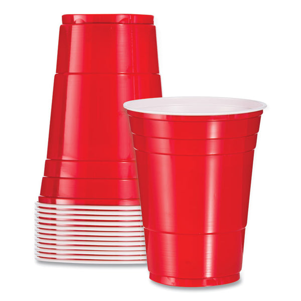 Dart® SOLO Party Plastic Cold Drink Cups, 16 oz, Red, 50/Bag, 20 Bags/Carton (DCCP16R)