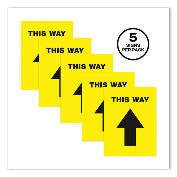 Avery® Social Distancing Floor Decals, 8.5 x 11, This Way, Yellow Face, Black Graphics, 5/Pack (AVE83022)