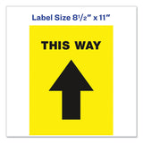 Avery® Social Distancing Floor Decals, 8.5 x 11, This Way, Yellow Face, Black Graphics, 5/Pack (AVE83022)