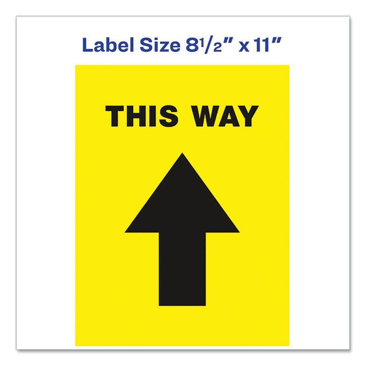 Avery® Social Distancing Floor Decals, 8.5 x 11, This Way, Yellow Face, Black Graphics, 5/Pack (AVE83022)