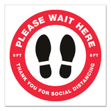 Avery® Social Distancing Floor Decals, 10.5" dia, Please Wait Here, Red/White Face, Black Graphics, 5/Pack (AVE83090) Pack of 5
