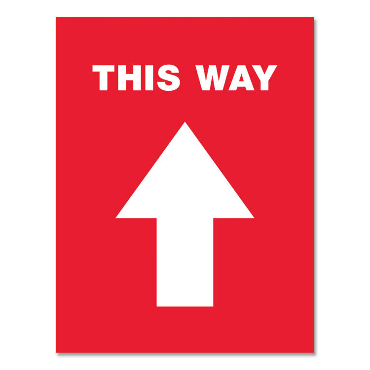 Avery® Social Distancing Floor Decals, 8.5 x 11, This Way, Red Face, White Graphics, 5/Pack (AVE83091) Pack of 5