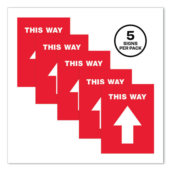 Avery® Social Distancing Floor Decals, 8.5 x 11, This Way, Red Face, White Graphics, 5/Pack (AVE83091)