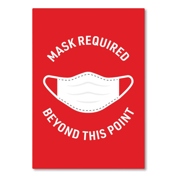 Avery® Preprinted Surface Safe Wall Decals, 7 x 10, Mask Required Beyond This Point, Red Face, White Graphics, 5/Pack (AVE83177)